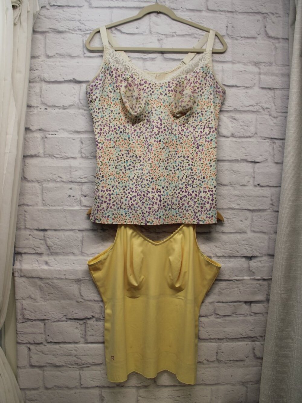 Ruby Ribbon Size 44 Floral Yellow Bundle of 2 Lace Shaping Support Comfort Cami